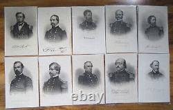 10 CIVIL WAR PRINTS UNION GENERALS 19th C Engravings Antique