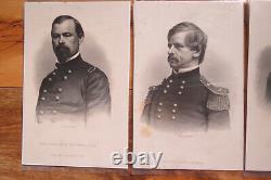 10 CIVIL WAR PRINTS UNION GENERALS 19th C Engravings Antique