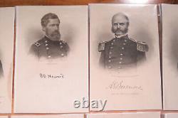 10 CIVIL WAR PRINTS UNION GENERALS 19th C Engravings Antique