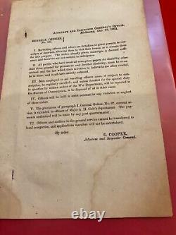 1303 CIVIL War Confederate General Order Richmond 1863 Draftees S Cooper Adj Gen