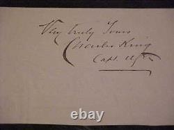 1800s Brigadier General Charles King Autographed Signed Cut Civil War
