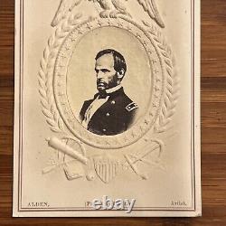 1860's Civil War General Tecumseh Sherman CDV Patriotic Border By Alden In RI