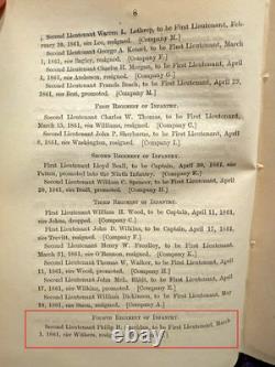 1861 CIVIL WAR General Orders 24 ROBERT E LEE Resigns SHERIDAN Promoted