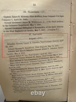 1861 CIVIL WAR General Orders 24 ROBERT E LEE Resigns SHERIDAN Promoted