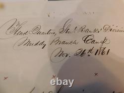 1861 Civil War General Seth Williams Muddy Branch Camp Md Furlough Gen Banks 445