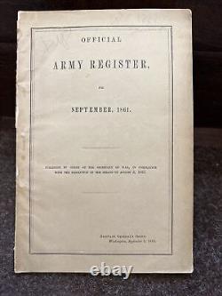1861 Civil War Official Army Register NAMED Eustis Engineers Corps General Union