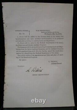 1861 Signed War Dept Orders US Civil War Brigadier General Absalom Baird #20 MOH