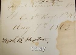 1862 CIVIL War Signed Brigadier General Joseph Fisher Gettysburg Battle Hero Doc