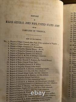1863 Report Of Major General John Pope Withmap Virginia Civil War
