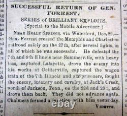 1864 Confederate AUGUSTA Georgia Civil War newspaper w GENERAL NATHAN B FORREST