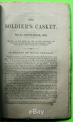 1865 CIVIL WAR Monthly THE SOLDIERS CASKET Memorial GENERAL SHERMANs SON WILLY