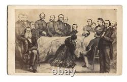 1865 President Abraham Lincoln deathbed Civil War generals, history CDV photo