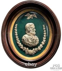 1865 Ulysses S Grant Silvered Bust, Powell Civil War General Curved Frame16353