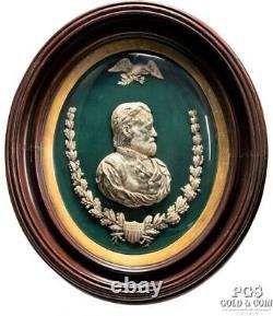1865 Ulysses S. Grant Silvered Bust, Powell Civil War General Oval Frame 16353