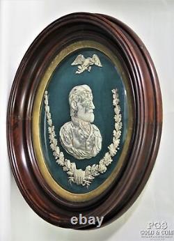 1865 Ulysses S. Grant Silvered Bust, Powell Civil War General Oval Frame 16353