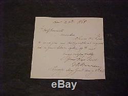 1866 Union General Gouverneur Warren Autographed Hand Signed Note Civil War