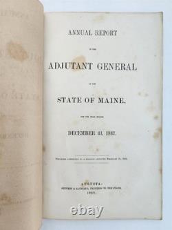 1868 antique CIVIL WAR HISTORY maine ADJUTANT GENERAL REPORT gov chamberlain