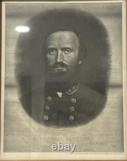1871 CIVIL WAR Gen. STONEWALL JACKSON ENGRAVING MEMORIAL PORTRAIT by A. B. WALTER