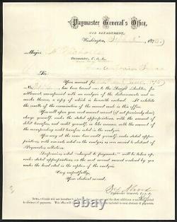1875 Paymaster General's Document Brig. Gen. Benjamin Alvord Signature