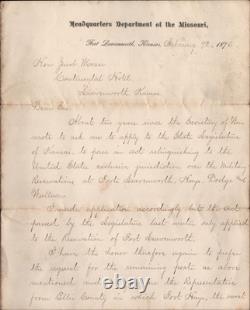 1876 CIVIL WAR GENERAL JOHN POPE signed historic letter FORT LEAVENWORTH, KANSAS