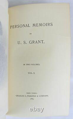 1885 set PERSONAL MEMOIRS OF GENERAL ULYSSES S. GRANT Union Civil War 2vols FINE