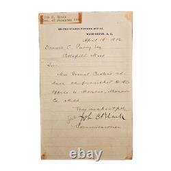 1886 Job C. Black ALS Civil War General / Medal Of Honor re Mrs Gen. Custer