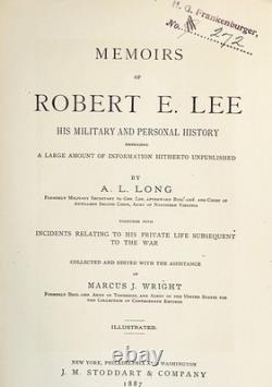 1887 Confederate ROBERT E LEE MEMOIRS Civil War General C. S. A. History SOUTHERN