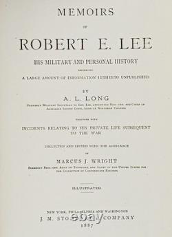 1887 Confederate ROBERT E LEE MEMOIRS Civil War General C. S. A. History SOUTHERN
