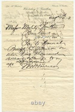 1888 Former Civil War Confederate General Bradley Johnson Manuscript Receipt Sig