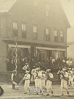 1908 July 4th Parade Photo Monmouth Maine Market General Store Civil War Vet