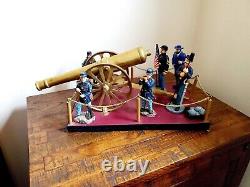 20 Long Brass Civil War Cannon with General Lee & 5 Soldiers Display VERY NICE