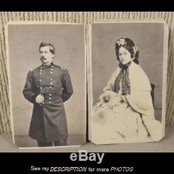 2 Antique CDV Photographs Civil War General George McCellan and Wife