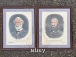 2 Antique Lithograph Civil War Confederate Generals ROBERT LEE STONEWALL JACKSON