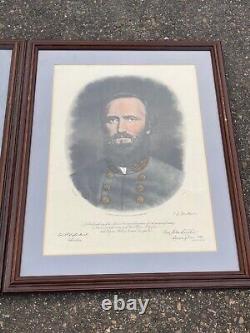 2 Antique Lithograph Civil War Confederate Generals ROBERT LEE STONEWALL JACKSON