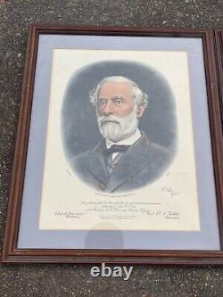 2 Antique Lithograph Civil War Confederate Generals ROBERT LEE STONEWALL JACKSON