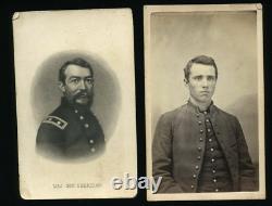 2 Civil War CDVs incl ID'd Soldier Ohio Infantry & General Sheridan 1860s Photo