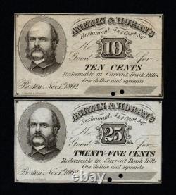 2 Note Set! General A. E. Burnside Civil War Script 10c/25c UNC Broken Banknotes