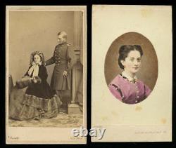 2 Rare 1860s CDVs General Judson Kilpatrick & Wives, Brady, Civil War Soldier
