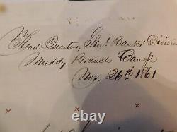 445 1861 Civil War General Seth Williams Muddy Branch Camp MD Furlough Order