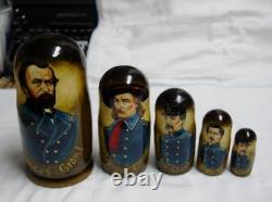 5pc UNION Civil War Generals Russian Nesting Doll Set Grant Custer Joshua ++