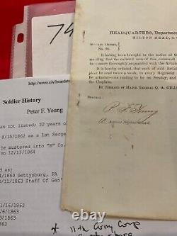 743 CIVIL War Hero Peter F Young Gettysburg Signed General Order 1865 Discipline