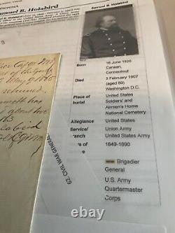 854 CIVIL War General Samuel Holabird Letter New Orleans 1865 Signed Death Of