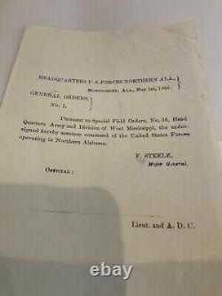 902 CIVIL War Alabama Montgomery Occupation Order 1865 Mg Steele General Order 1