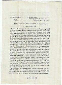 ABRAHAM LINCOLN General Order 1865 Civil War Amnesty for Deserters