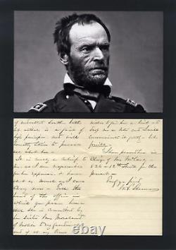 AMERICAN CIVIL WAR GENERAL William Tecumseh Sherman autograph letter signed & mo