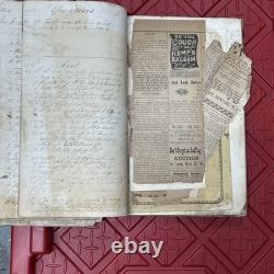 ANTIQUE 1850s-61 GENERAL STORE LEDGER SCRAPBOOK INVOICE EPHEMERA CIVIL WAR ERA
