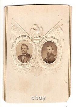 ANTIQUE CDV CIRCA 1860s PRESIDENT ULYSSES S. GRANT & CIVIL WAR GENERAL SHERIDAN