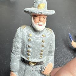 ANTIQUE CIVIL WAR HAND PAINTED CONFEDERATE ROBERT E LEE/GENERAL GRANT lot3.5