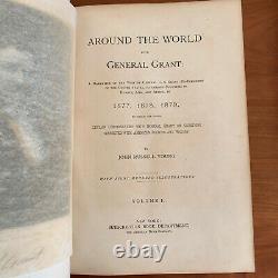 AROUND THE WORLD With GENERAL GRANT by John Russell Young 2 Vols 1879 Illus VG