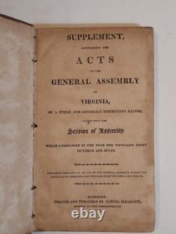 Acts of General Assembly Virginia, Commencing 1807-passing 1812-Civil War Gov
